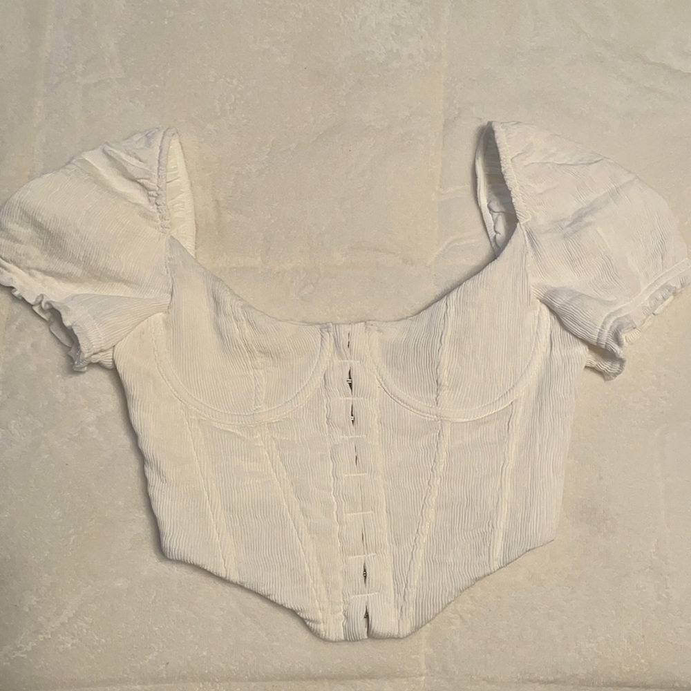 NWT White fox corset top